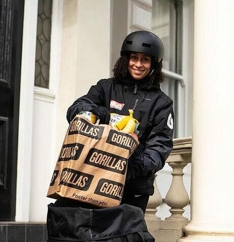 Delivery driver with Gorillas bag